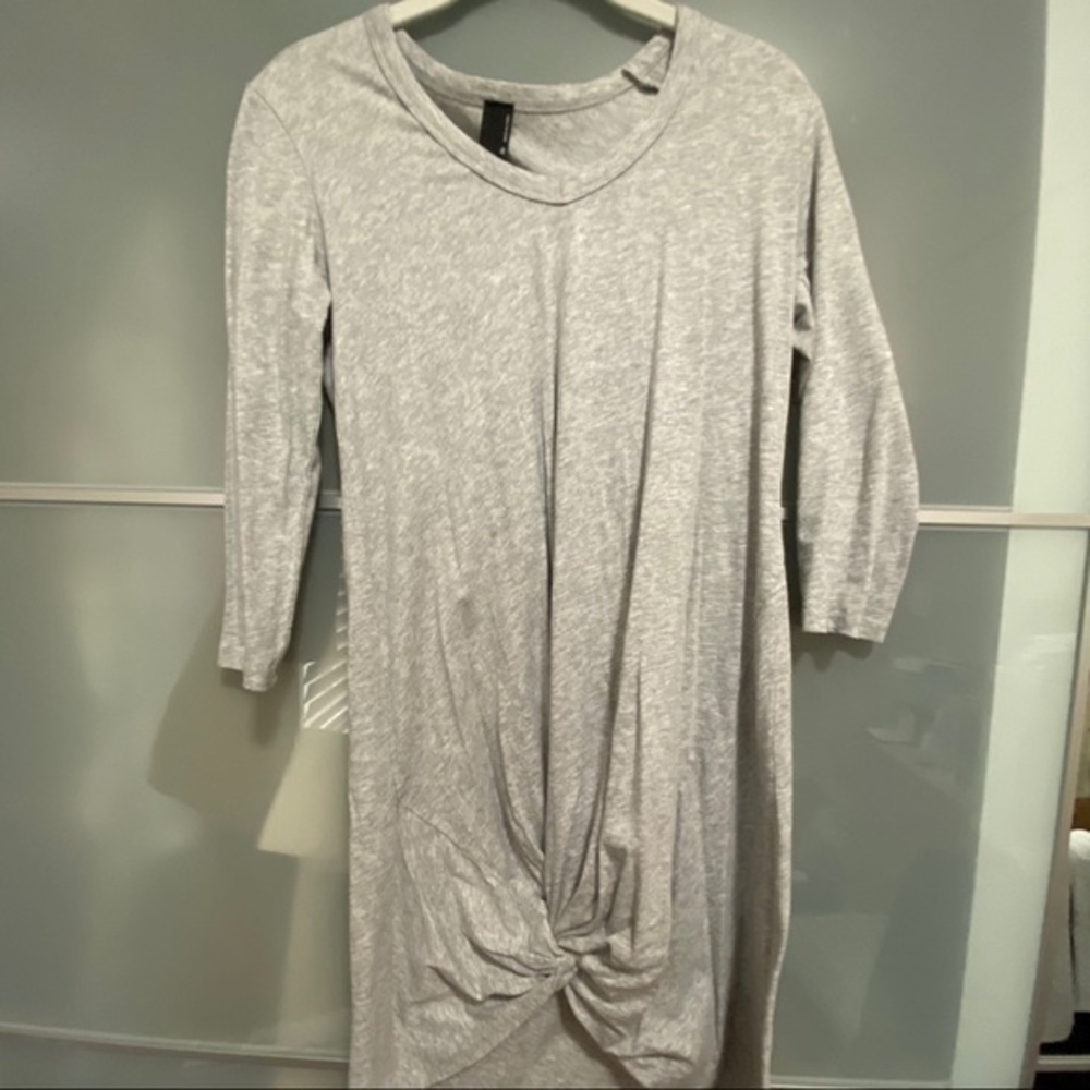 Bobi Los Angeles Gray Knot Front Mini Dress XS | Heathered Jersey